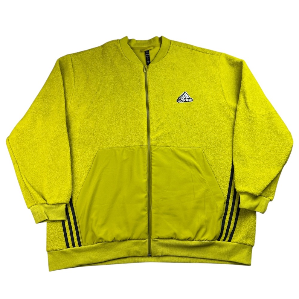 Adidas Essentials Holiday Pack Bomber‎ Fleece Jacket Men's 2XL Athletic Yellow